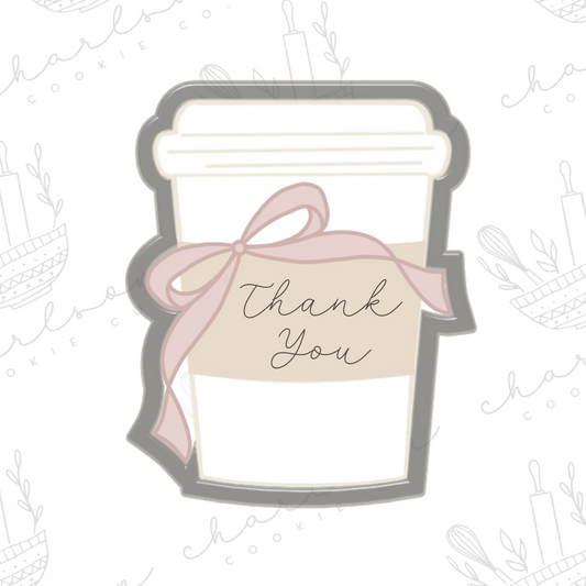 Coffee cup with bow cookie cutter