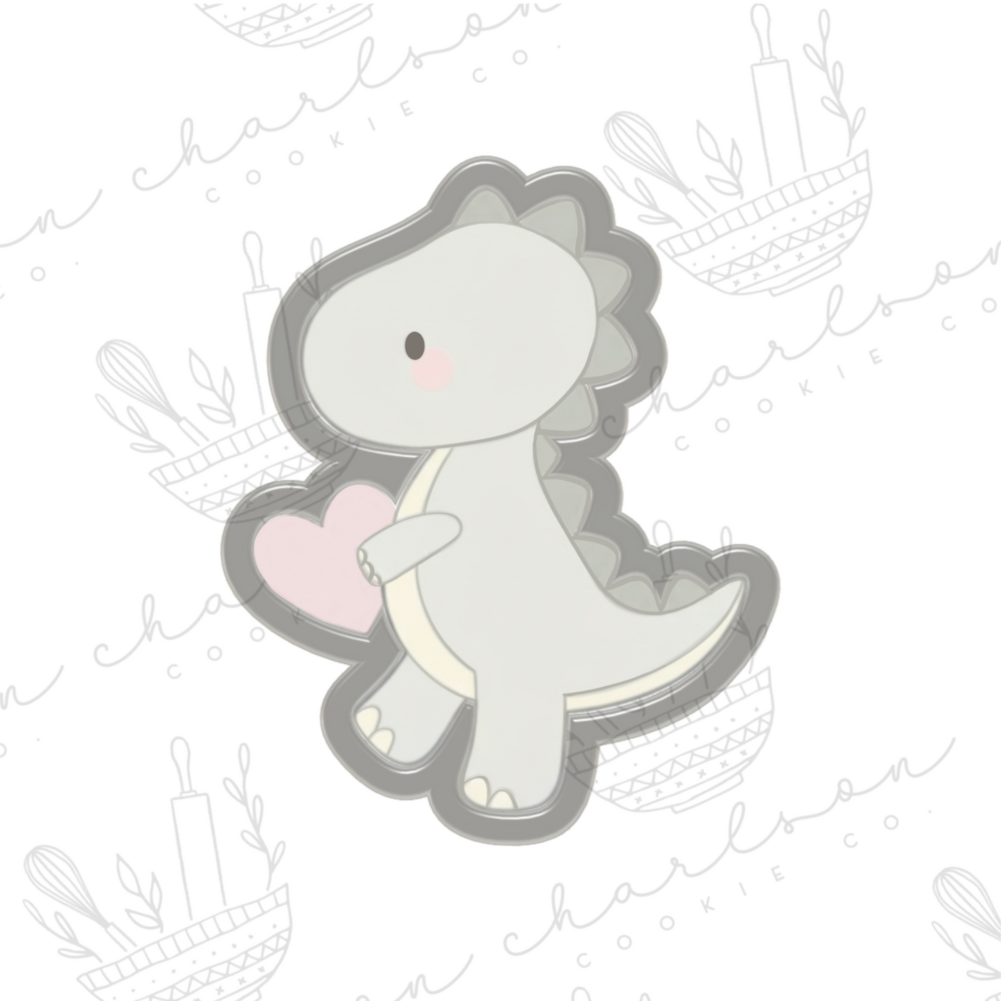 Trex with heart cookie cutter