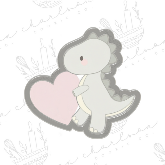Trex with heart B cookie cutter