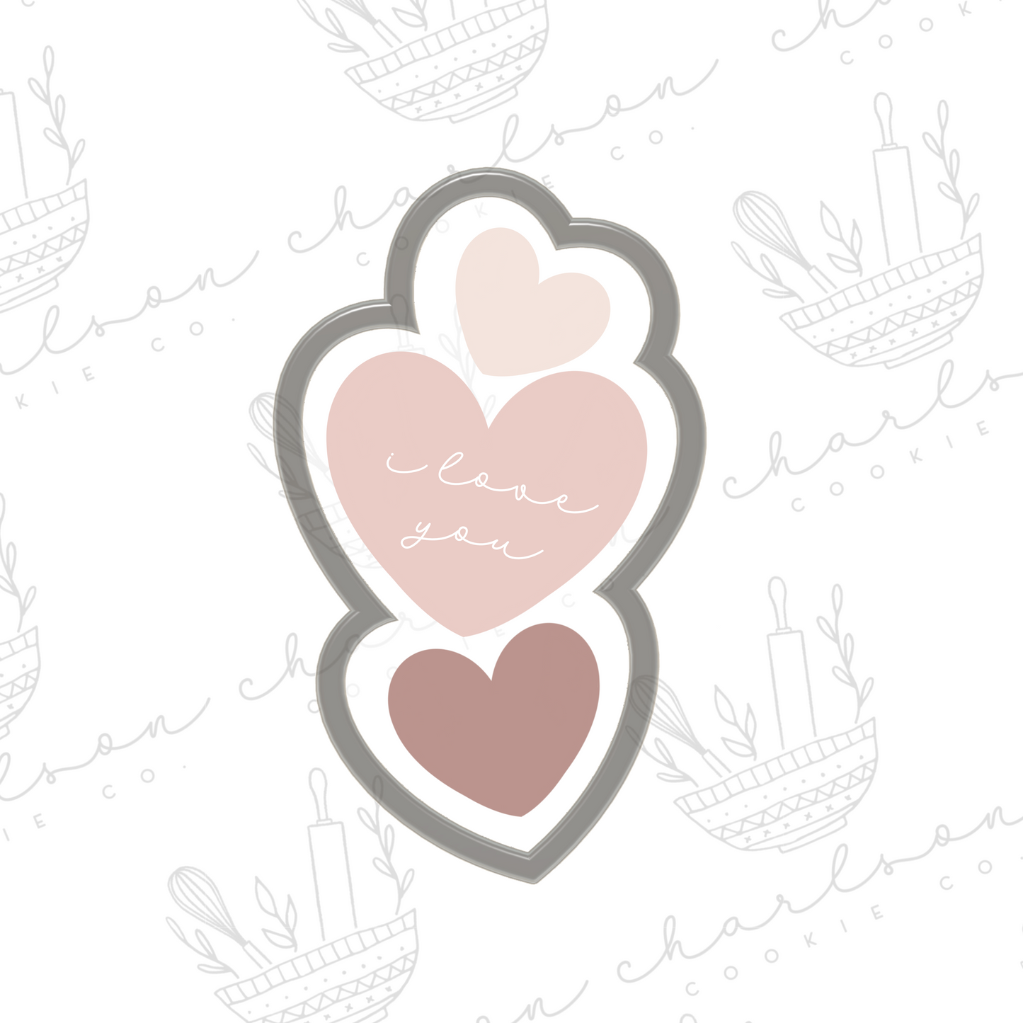 Stacked hearts cookie cutter