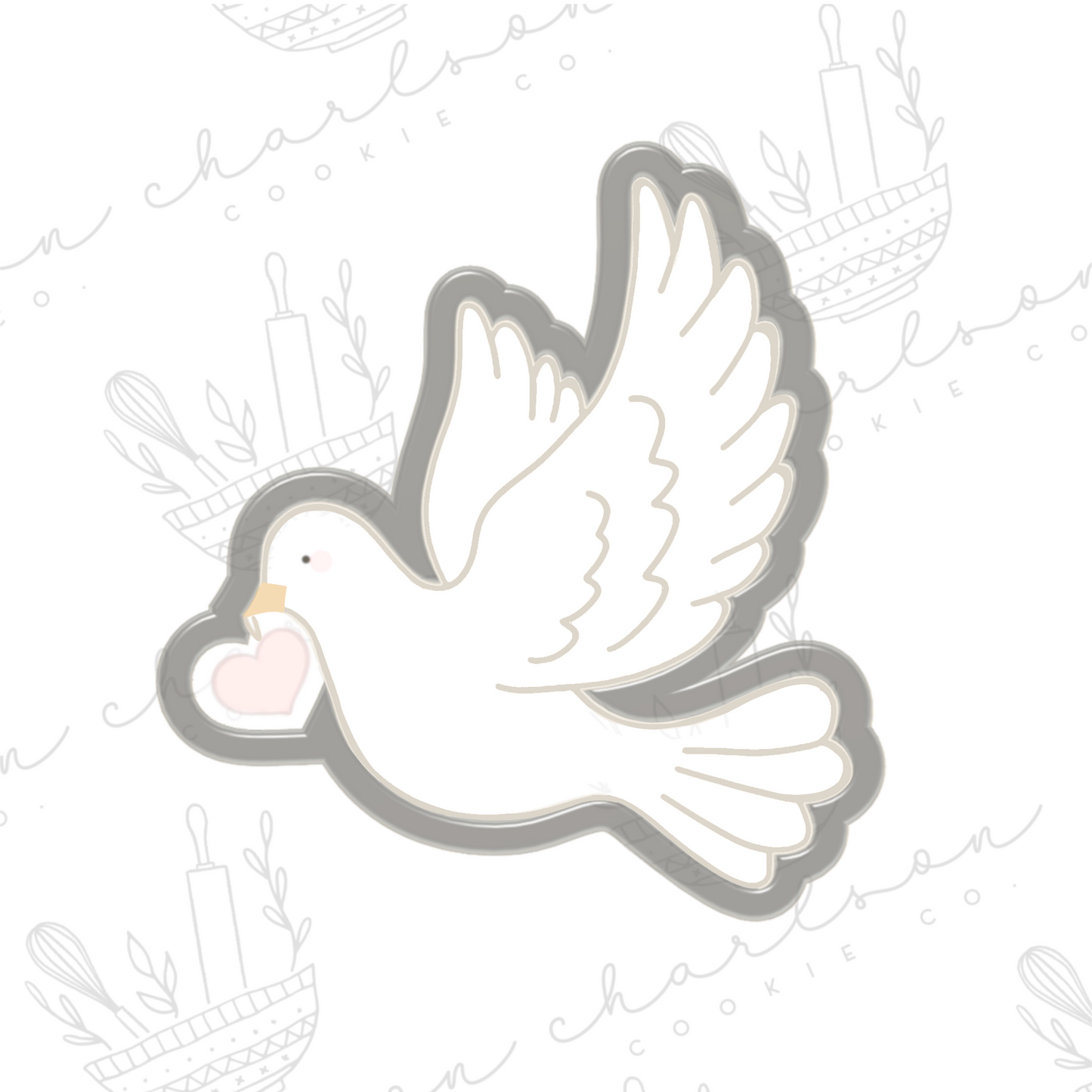 Dove with heart cookie cutter