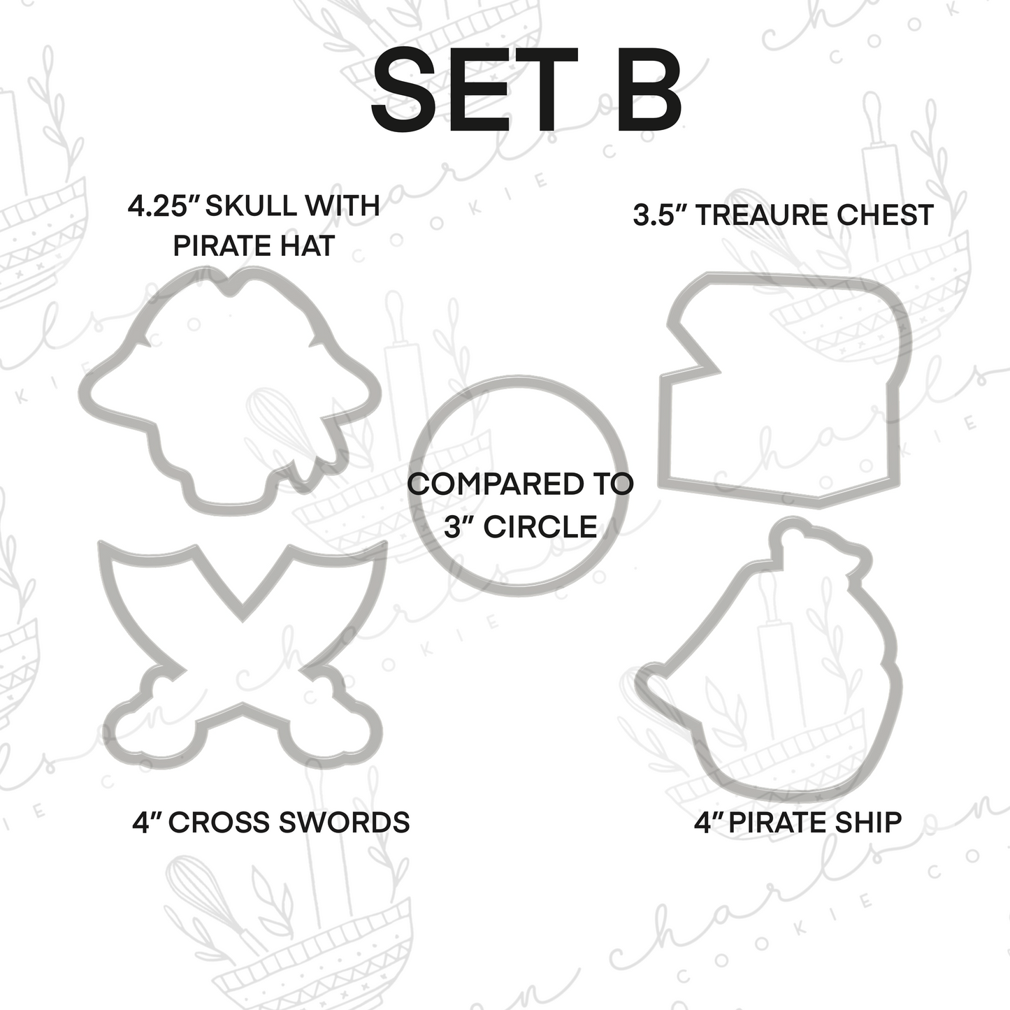 Pirate theme cookie cutters set