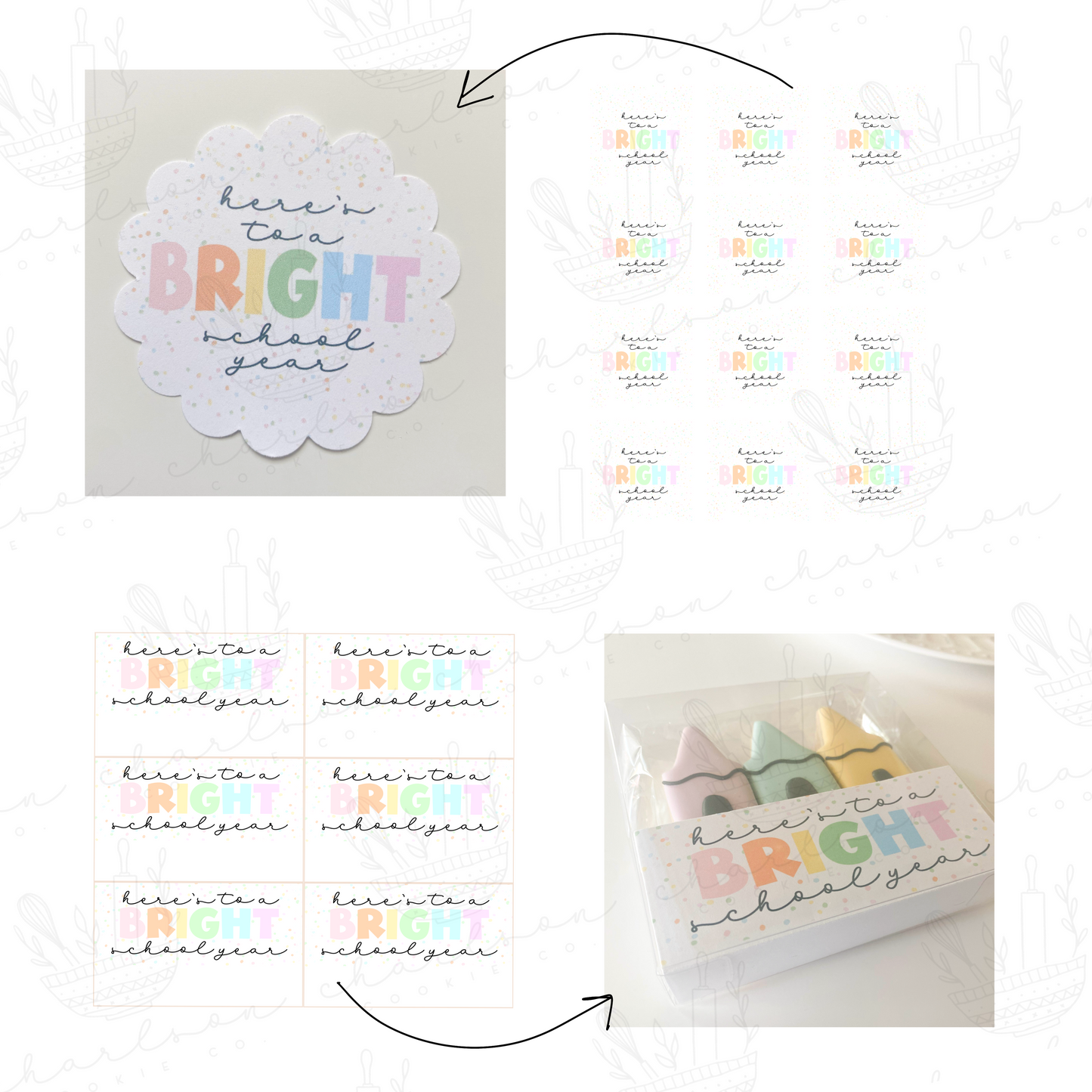 Here's to a bright school year templates / 4x4, 5x7, 2x2, 4.5x2.75 / Instant digital download