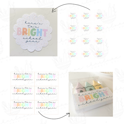 Here's to a bright school year templates / 4x4, 5x7, 2x2, 4.5x2.75 / Instant digital download