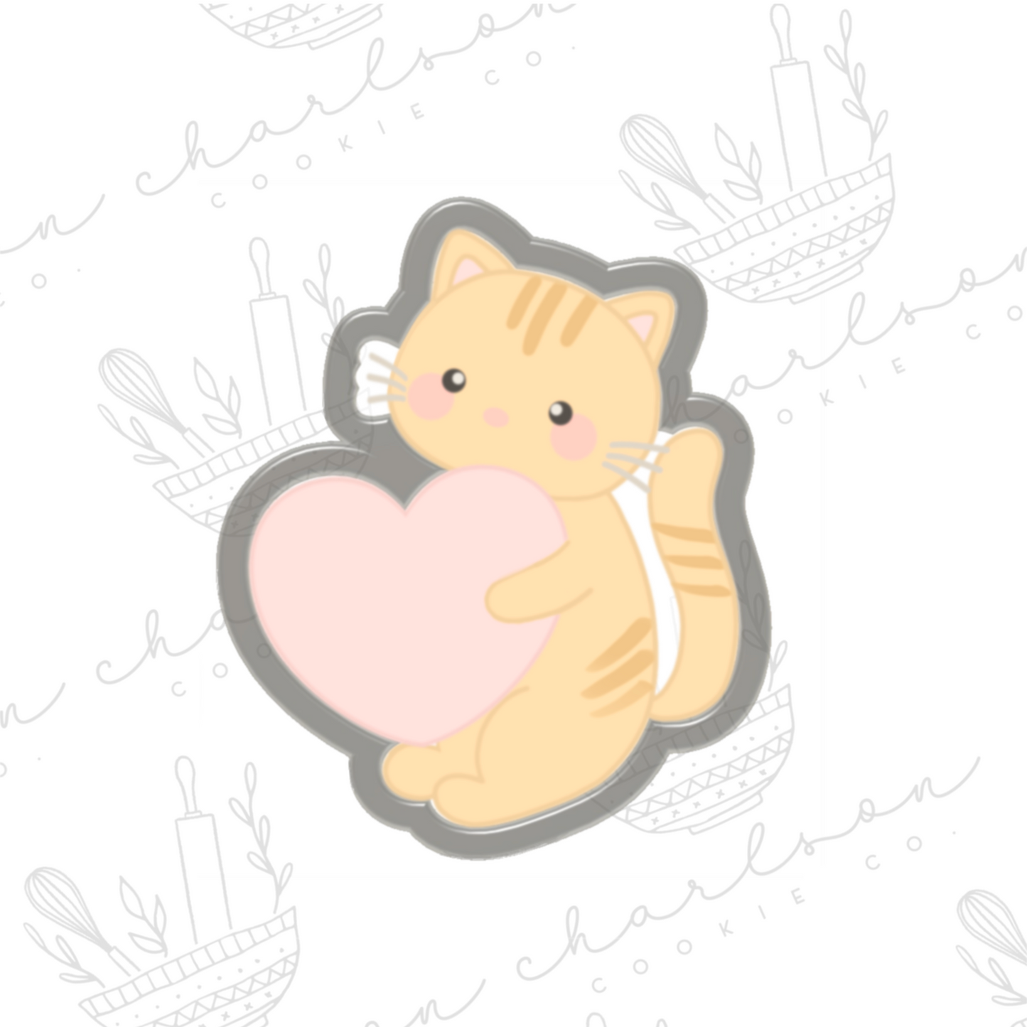 Kitty with heart cookie cutter