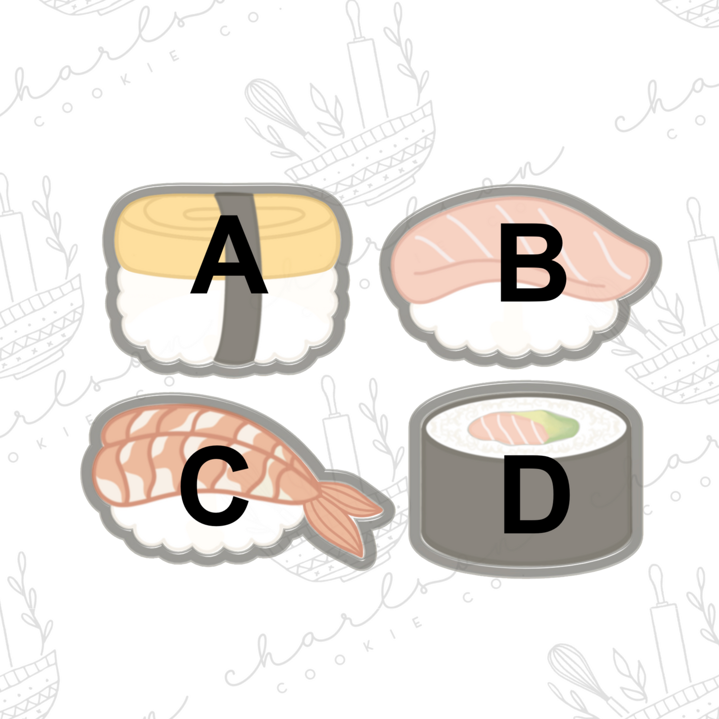Sushi theme cookie cutters