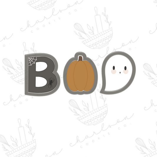 Boo (B, pumpkin, ghost) mini 2" 3pc cookie cutters set