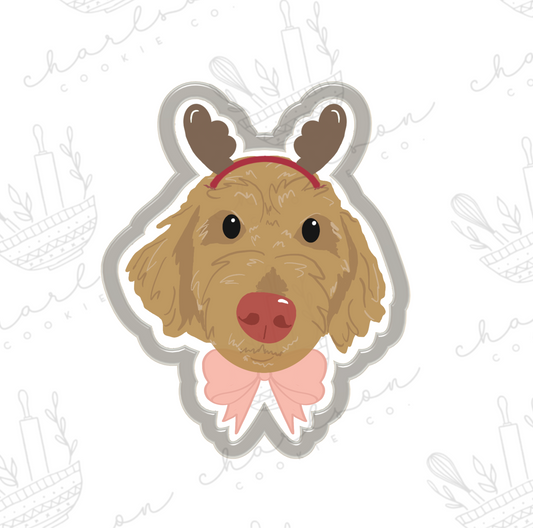 Dog with antler headband cookie cutter (blooming.bakes)