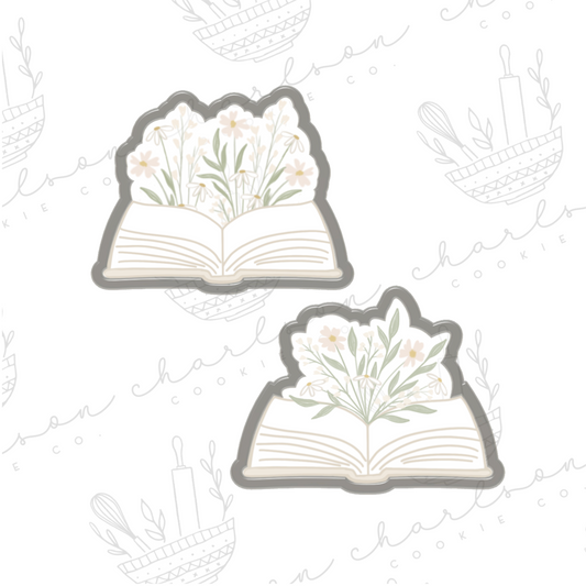 Floral book no. 1 cookie cutter (samasweetery)