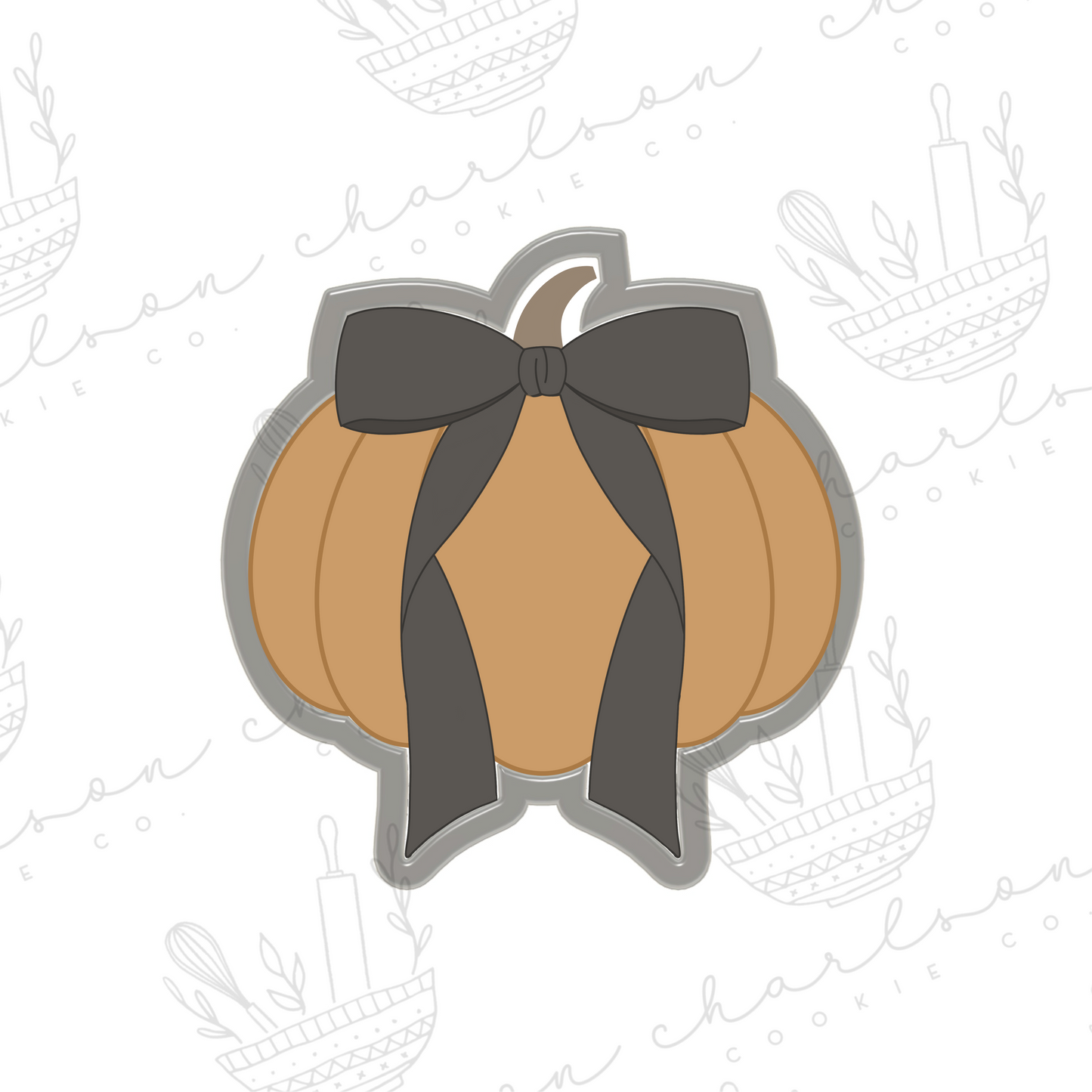 Pumpkin with bow cookie cutter (Bougecookieco)