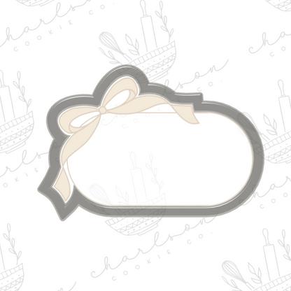 Oval with ribbon bow plaque no. 3 cookie cutter