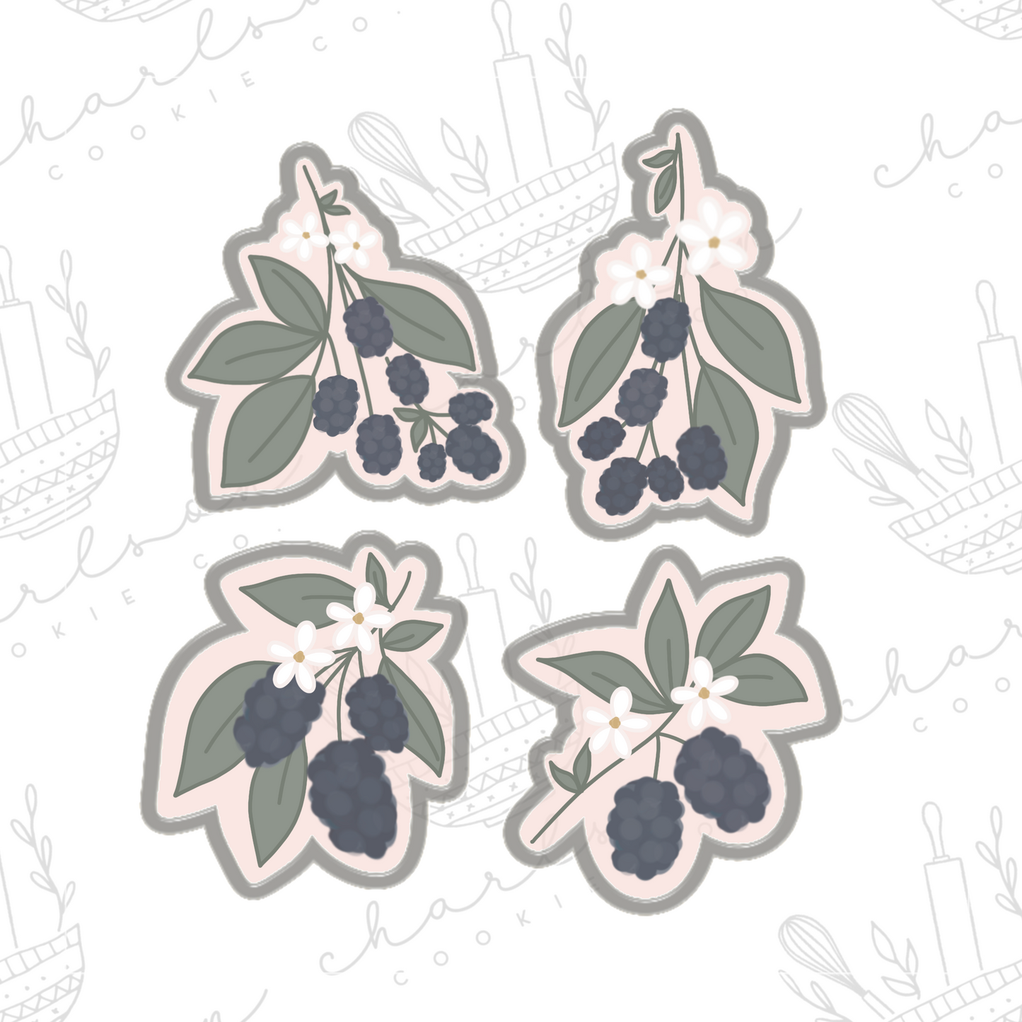 Berry stems cookie cutters (Linen & Gray)