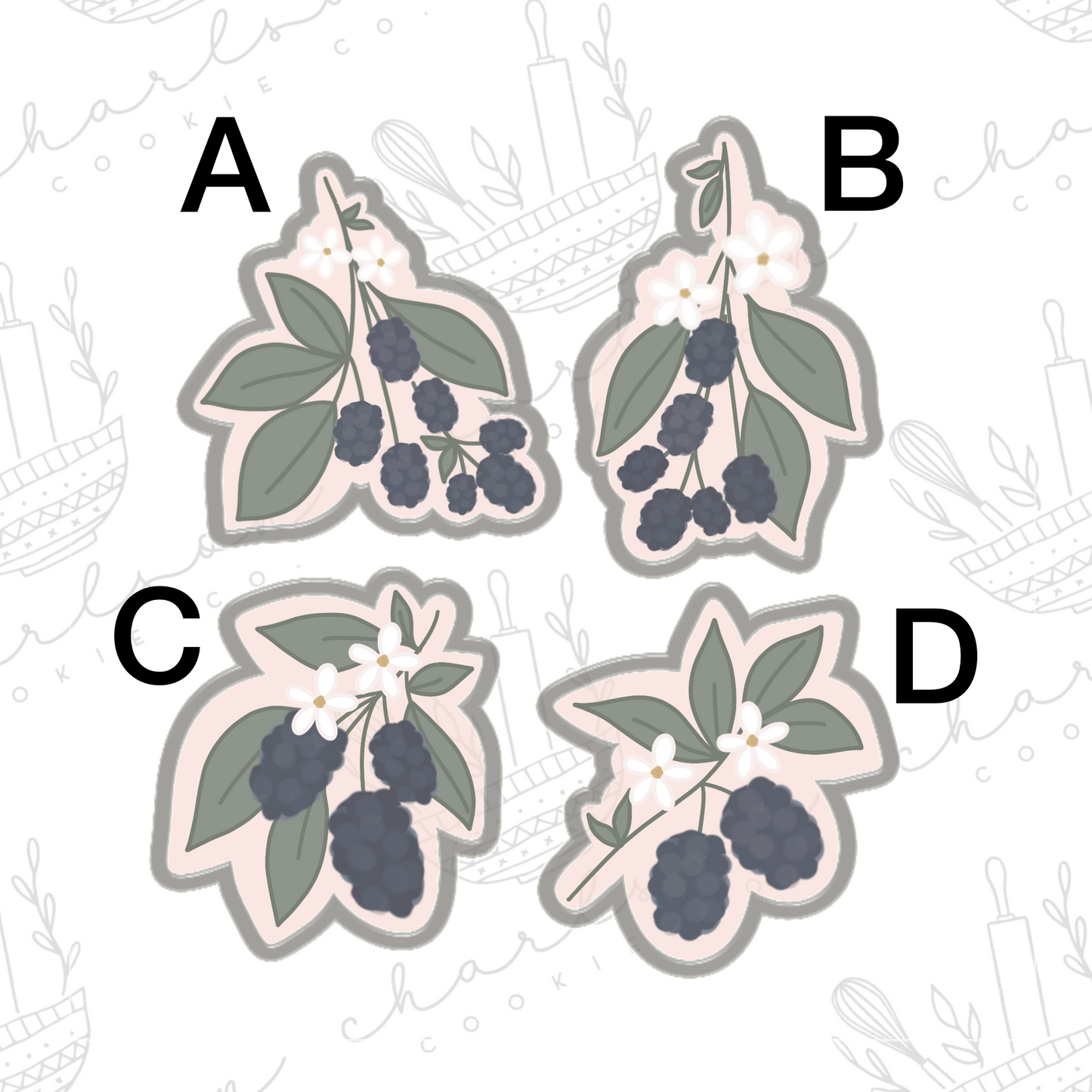 Berry stems cookie cutters (Linen & Gray)
