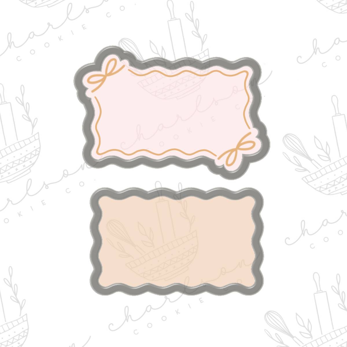 Wavy rectangle plaque (Skinny) cookie cutter