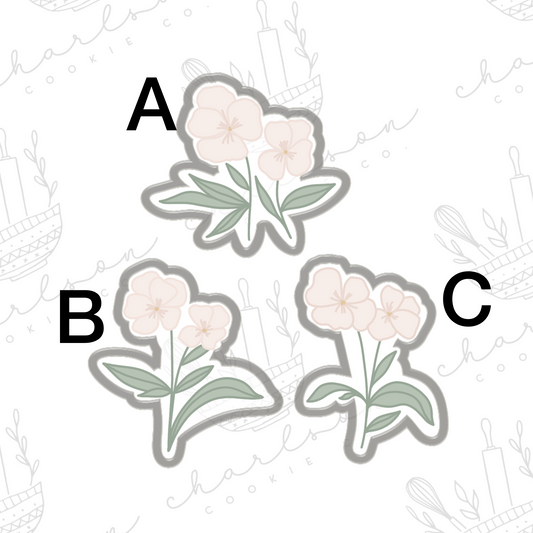 Pansy floral stems cookie cutter (Linen & Gray)