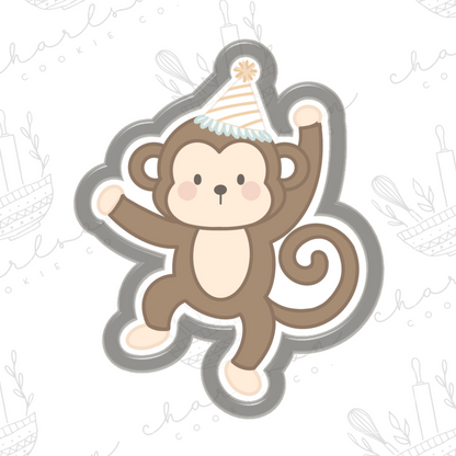 Monkey with party hat cookie cutter