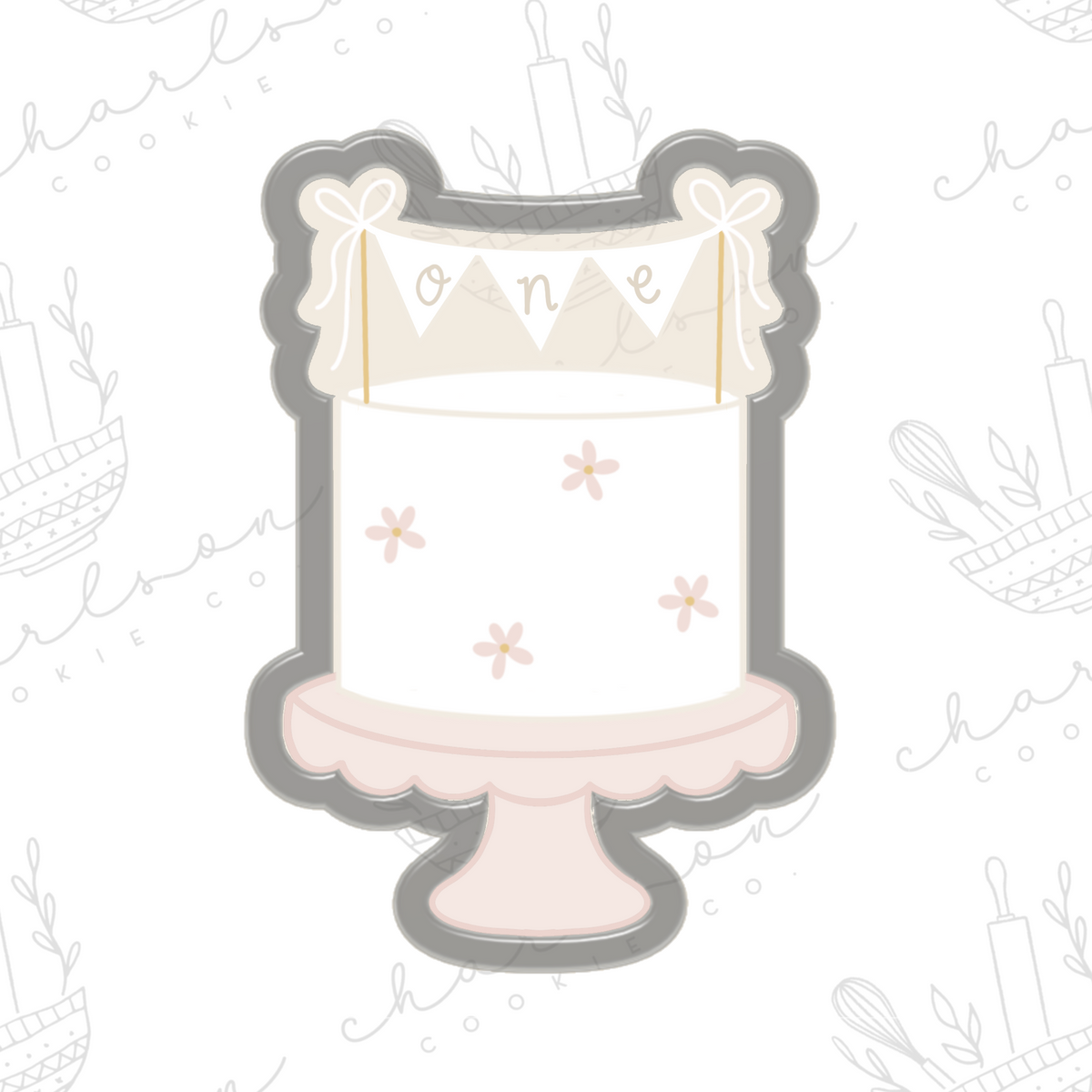 Cake with banner bows cookie cutter