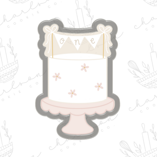 Cake with banner bows cookie cutter
