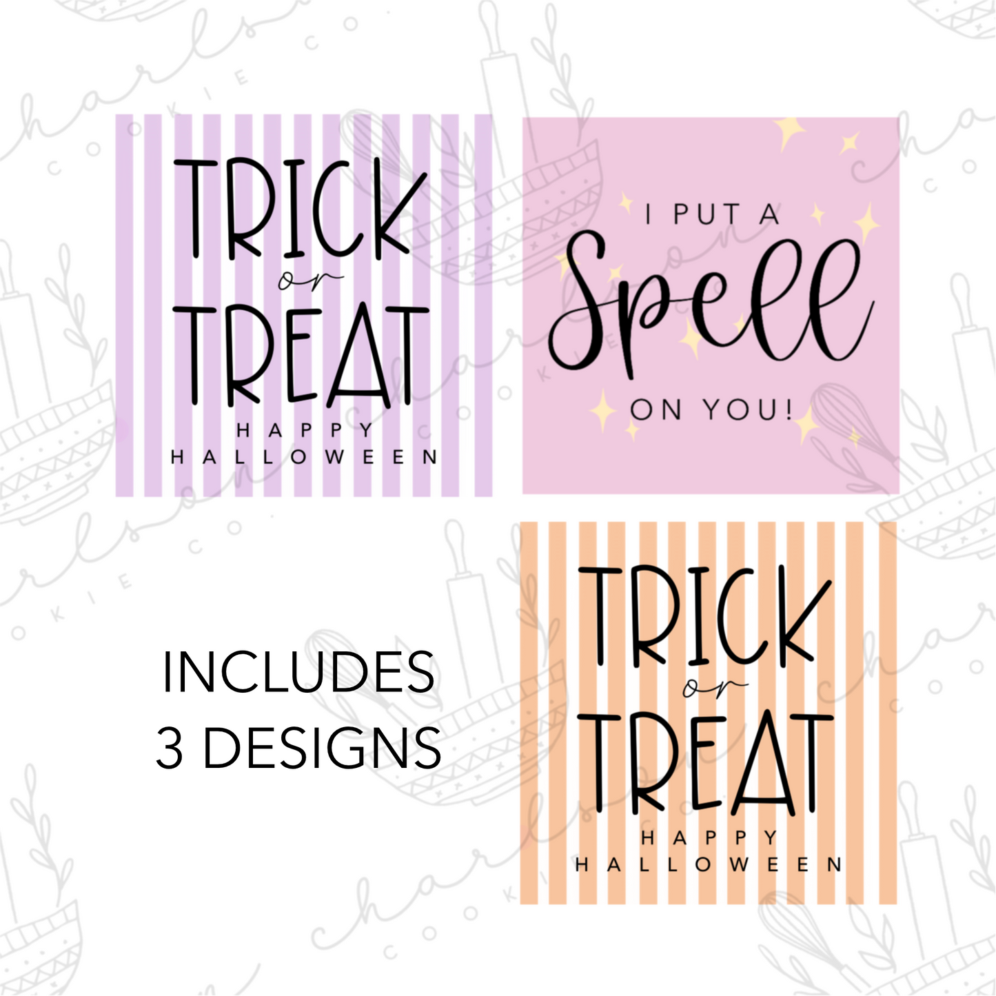 I put a spell on you / Trick or treat - includes 3 halloween designs - print template / Instant digital download