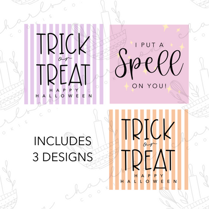 I put a spell on you / Trick or treat - includes 3 halloween designs - print template / Instant digital download