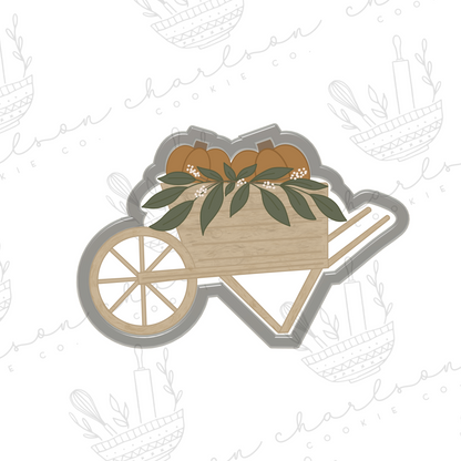 Wheelbarrow with pumpkins cookie cutter