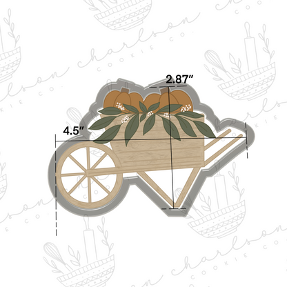 Wheelbarrow with pumpkins cookie cutter