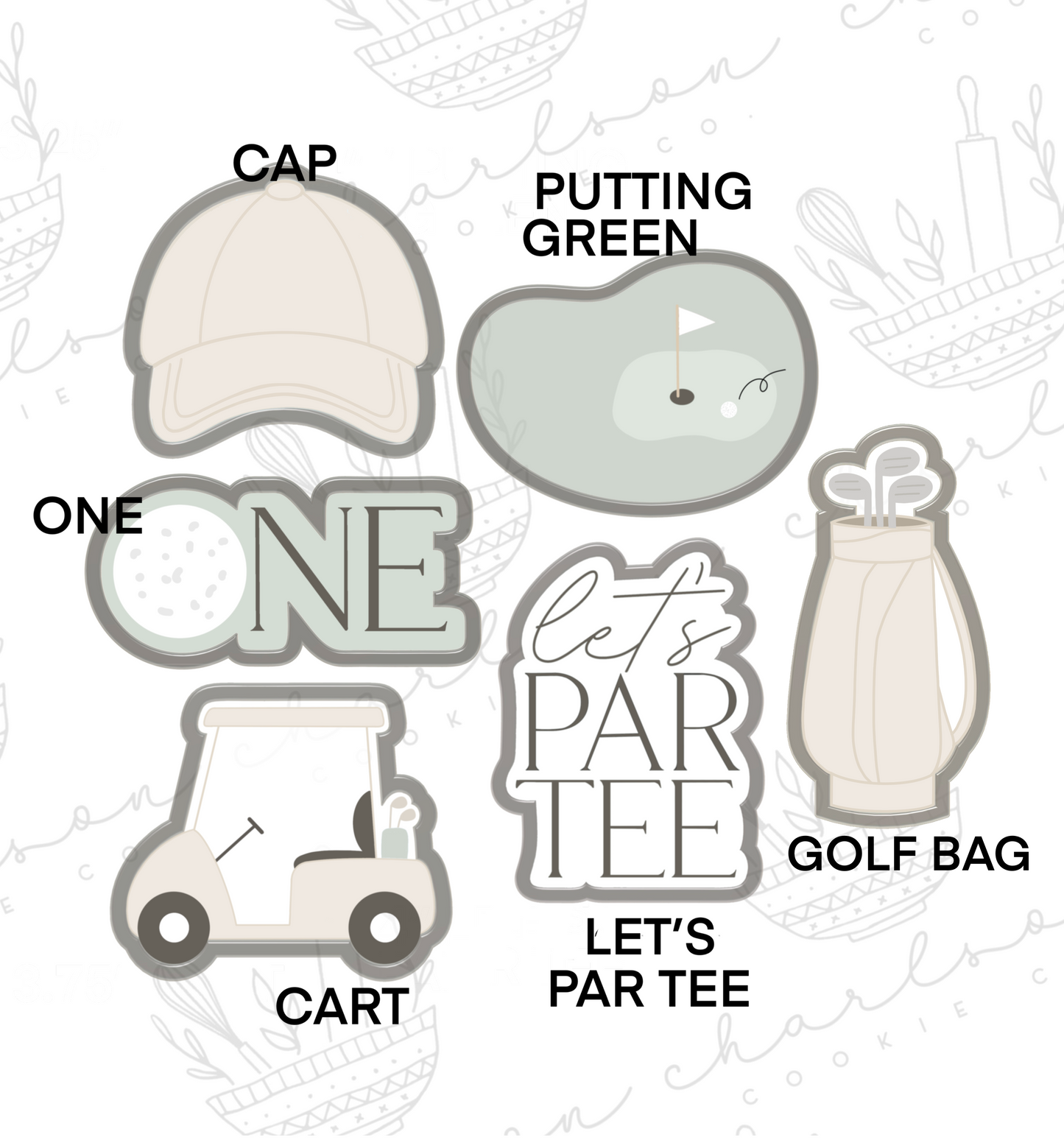 Golf theme cookie cutters set