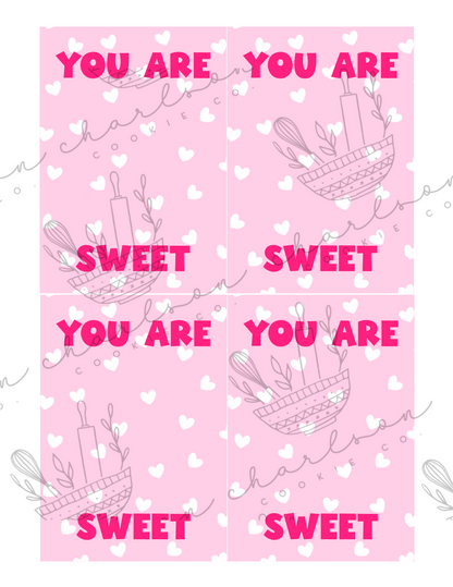 You are sweet - mini 5" x 3.5" cookie card template  (4 images on 1 page) / Instant digital download