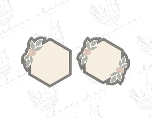 Hexagon with floral cookie cutter