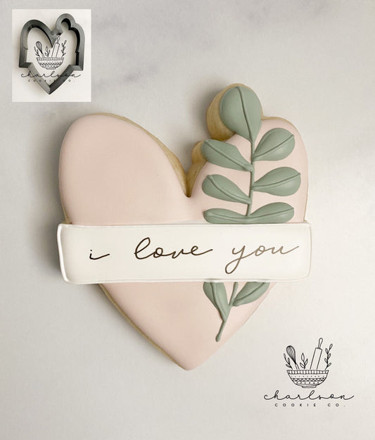 Heart plaque with greenery cookie cutter