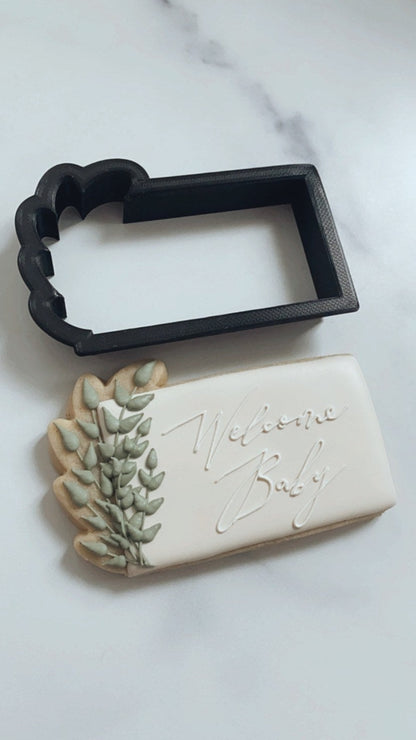 Rectangle with greenery plaque cookie cutter