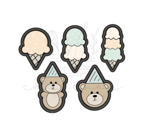 Ice cream / bear with hat cookie cutter