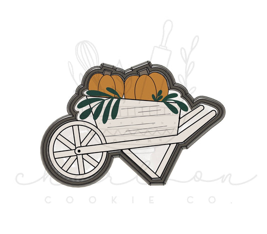 Wheelbarrow with pumpkins cookie cutter