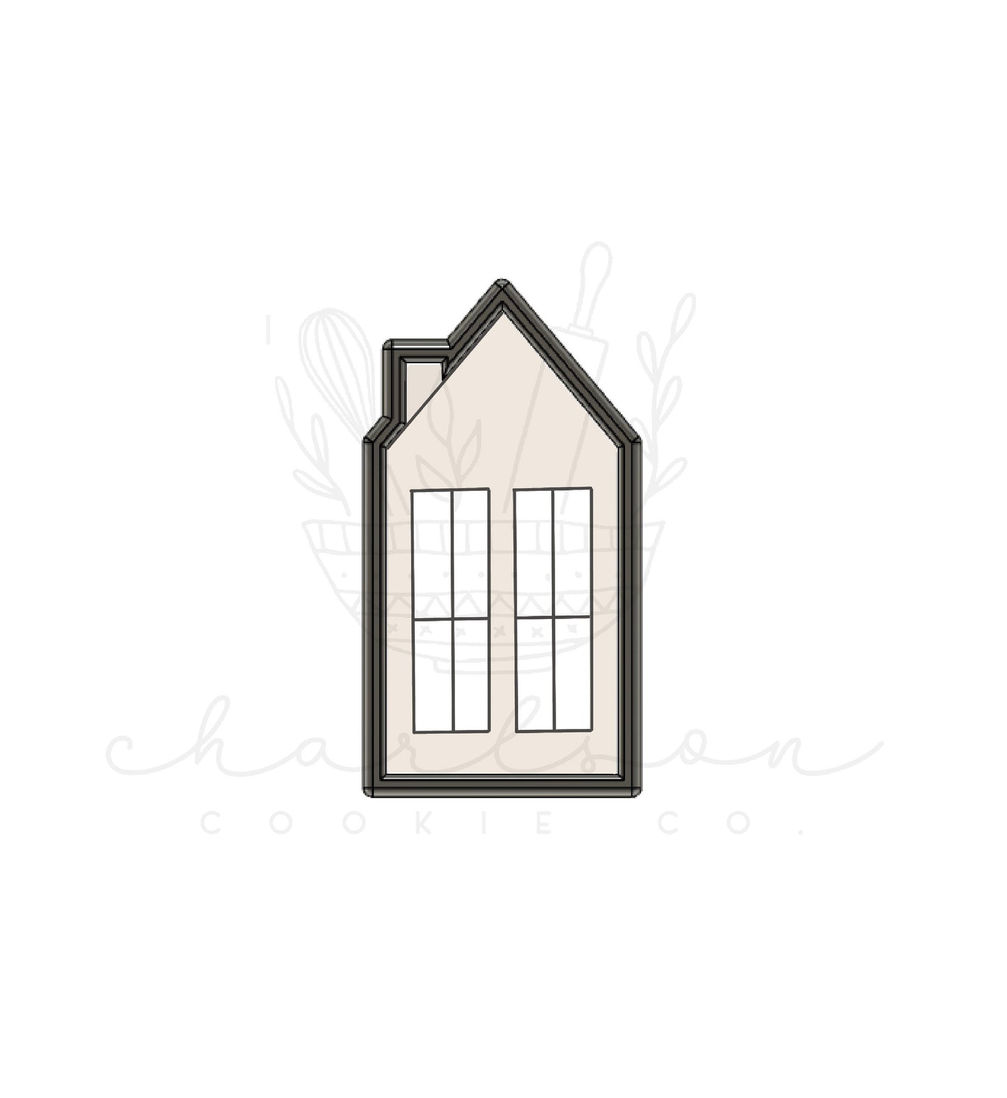 Tall house with chimney cookie cutter