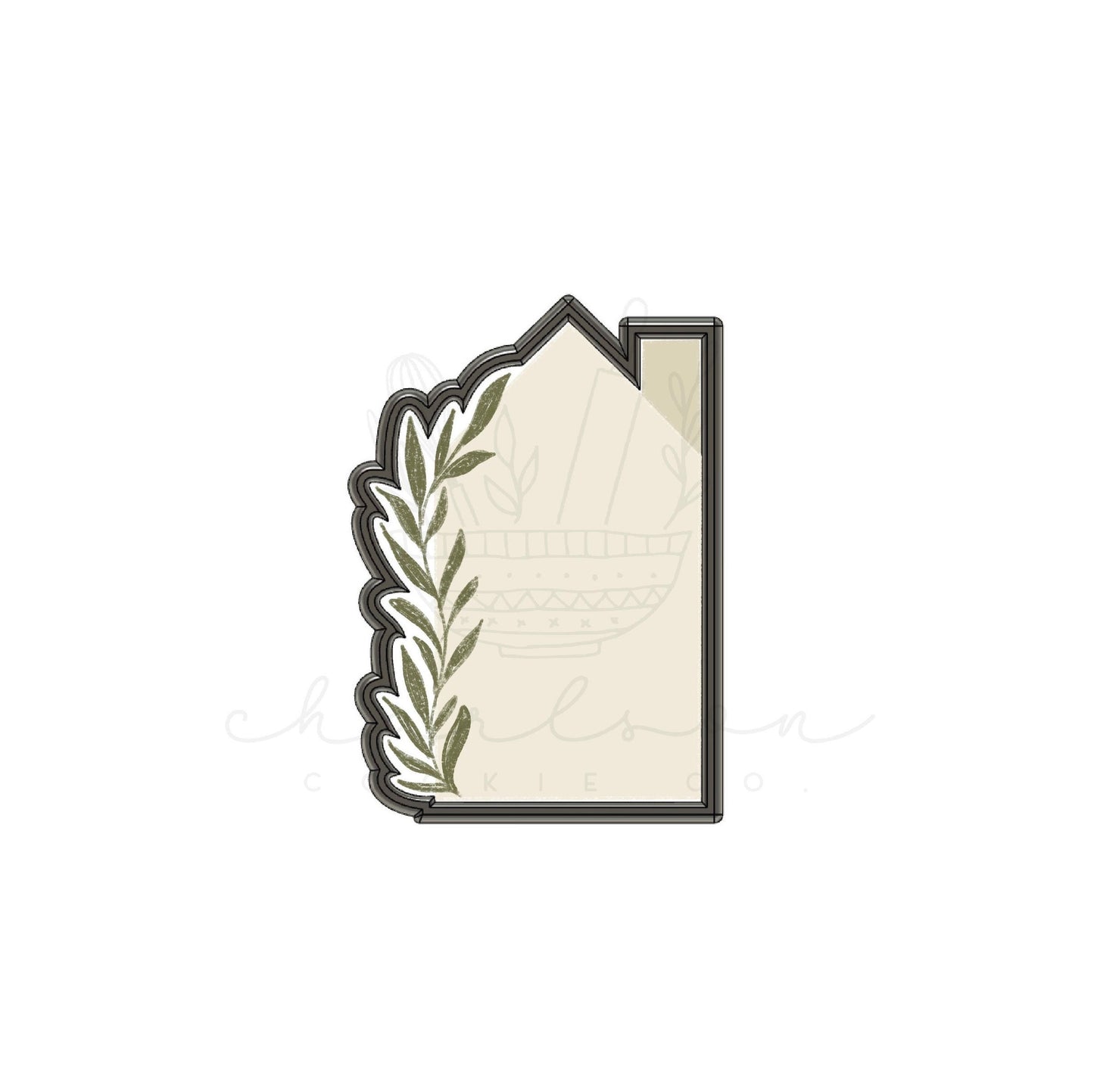 House with greenery cookie cutter (Linen & Gray)