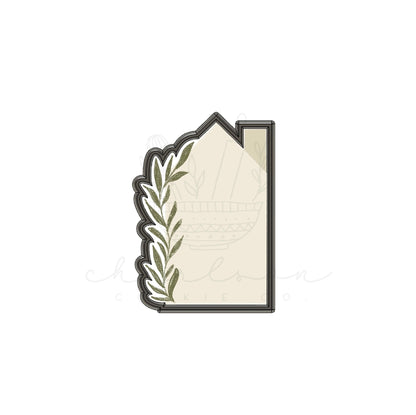 House with greenery cookie cutter (Linen & Gray)