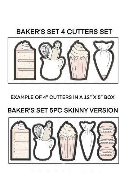 Tall Baker's set (skinny version) 5 cookie cutters 4” set