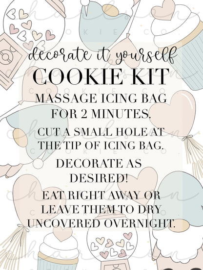 DIY cookie kit (Valentine's day set A print) instruction card (2 files) / Instant digital download