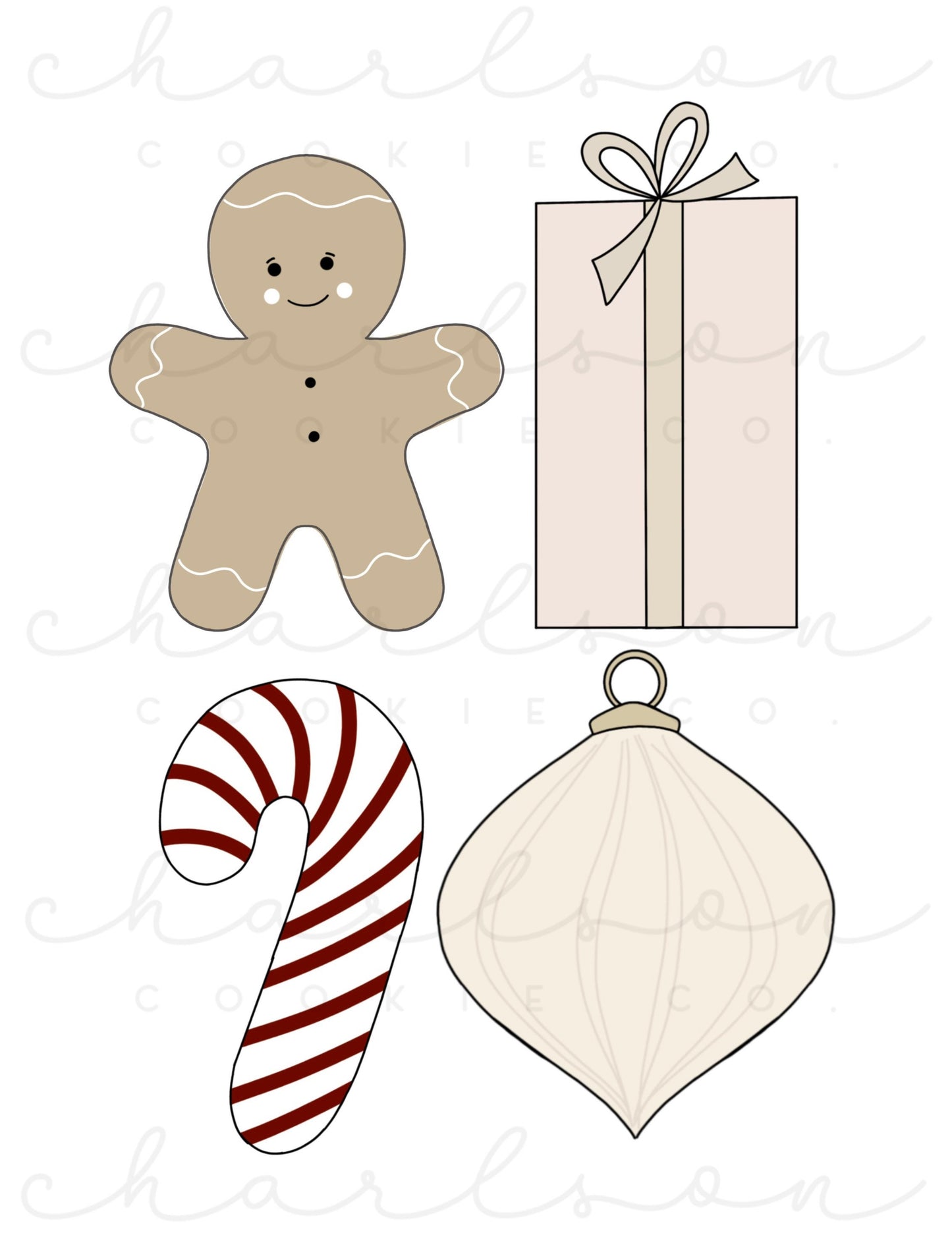 DIY cookie kit (Gingerbread print) instruction card 2 files / Instant digital download