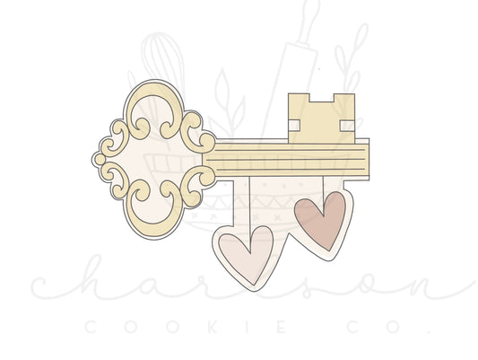 Hanging hearts (with key) cookie cutter