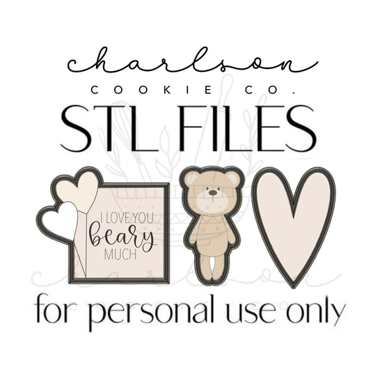 STL files / Valentine's day set C (3pc) cutters set / digital files - personal use only