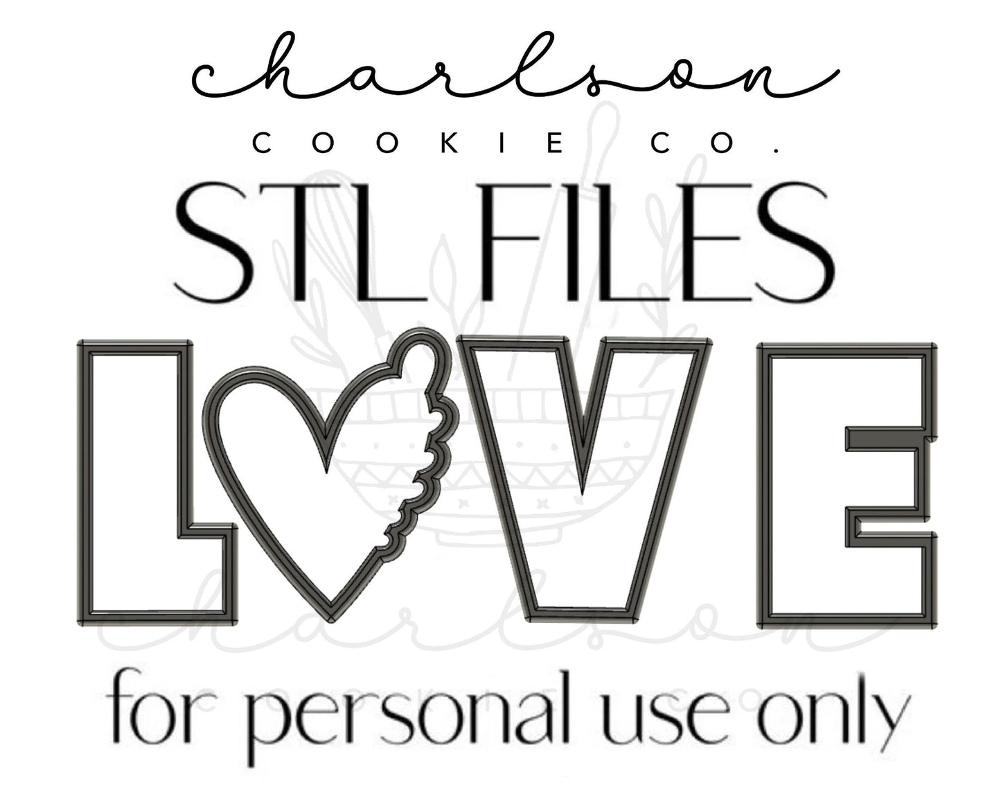 STL files / L heart V E cutters set (4pc) / digital files - personal use only