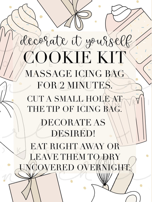 DIY cookie kit (Baker's set print) instruction card / Instant digital download