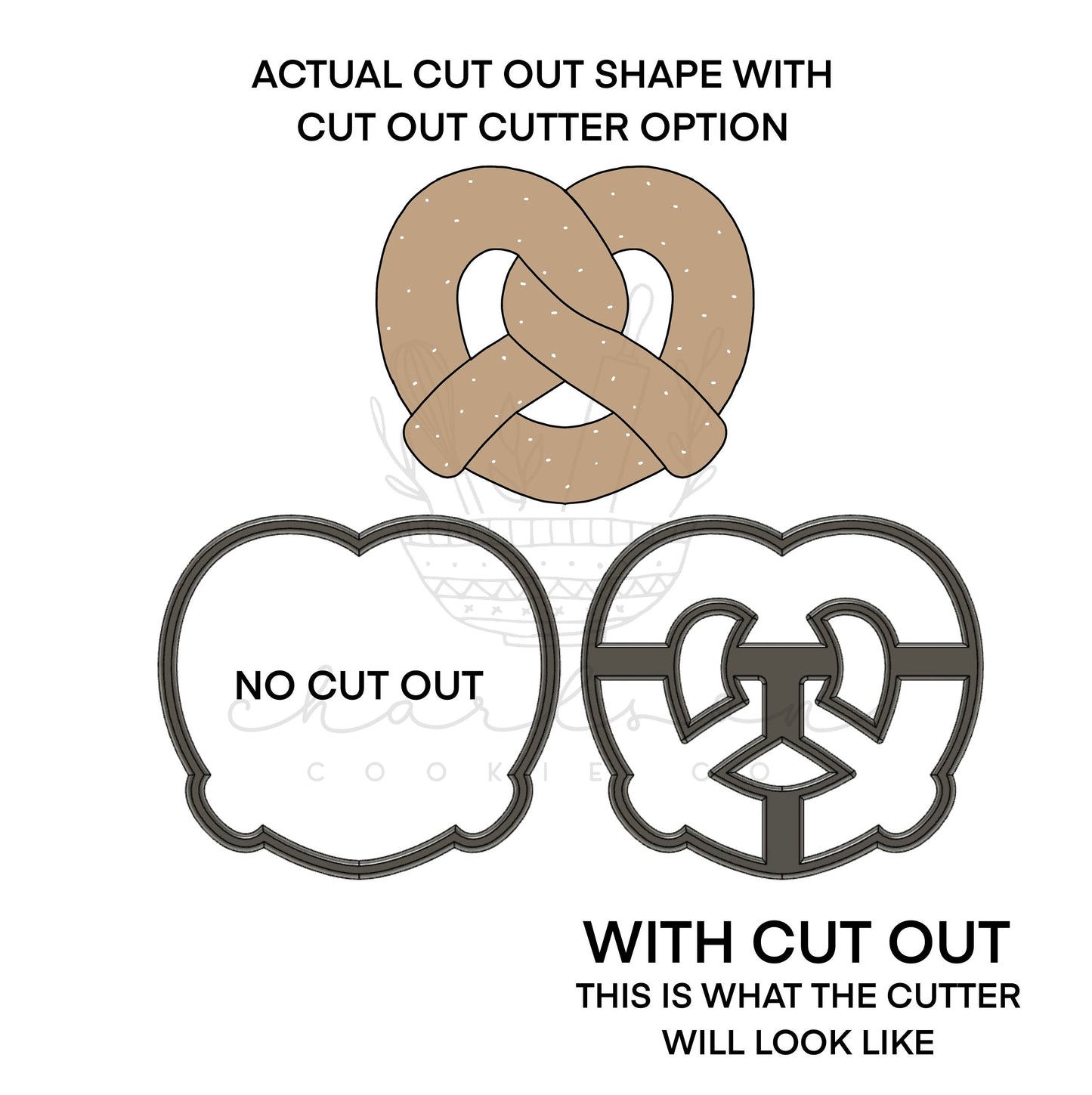 Pretzel (with cut out / without) cookie cutter