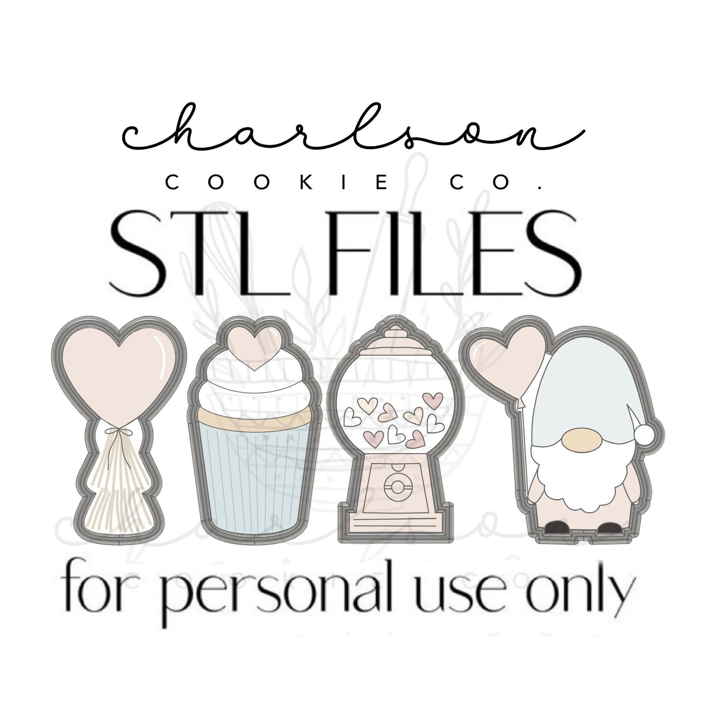 STL files / Valentine's day set A 4pc cutters 4” set / digital download - personal use only