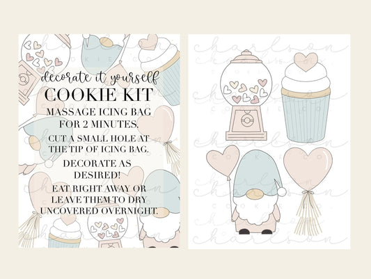 DIY cookie kit (Valentine's day set A print) instruction card (2 files) / Instant digital download