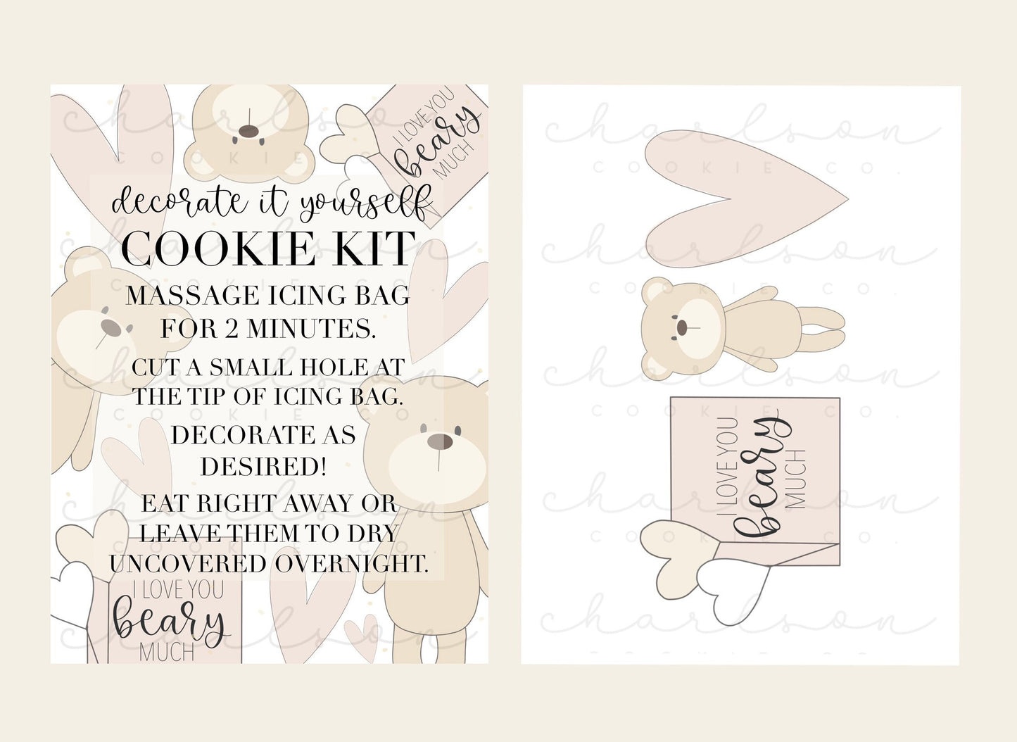 DIY cookie kit (Valentine's day set C print) instruction card (2 files) / Instant digital download