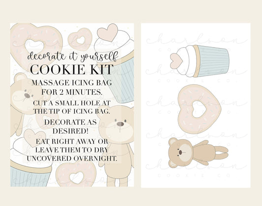 DIY cookie kit (Valentine's day print) instruction card (2 files) / Instant digital download
