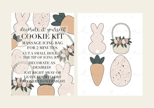 DIY cookie kit (Easter set A print) instruction card (4 files) / Instant digital download
