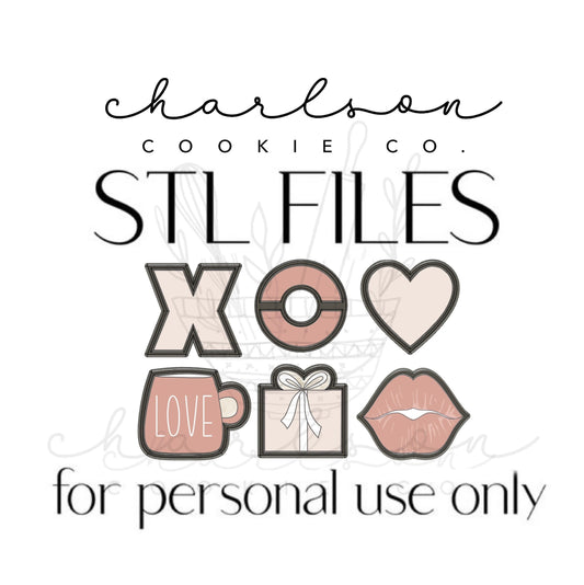 STL files / Valentine's day set B (6pc) cutters set / digital files - personal use only